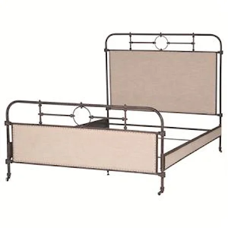 Queen Berkley Metal Bed with Linen Accent